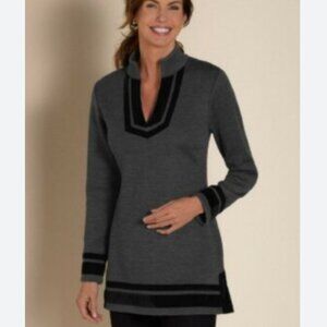 Soft Surroundings Runway Pullover Velvet Trim Tunic Sweater Knit Top Sz Large